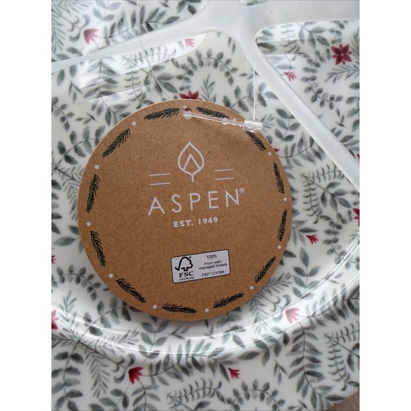 Set 8 Aspen Poinsettia Evergreen Dinner 4 and Salad 4 Plates Melamine Christmas - Picture 4 of 7